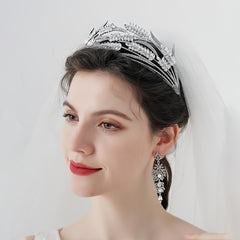 Golden Leaf Vintage Headband for Bridal Women with Rhinestone Accent
