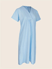 Versatile V Neck Maxi Dress Short Sleeve