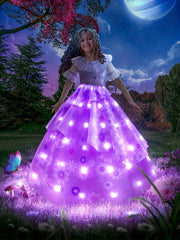 Girls Light Up Princess Dress Costume Comic Flower Fairy Cosplay