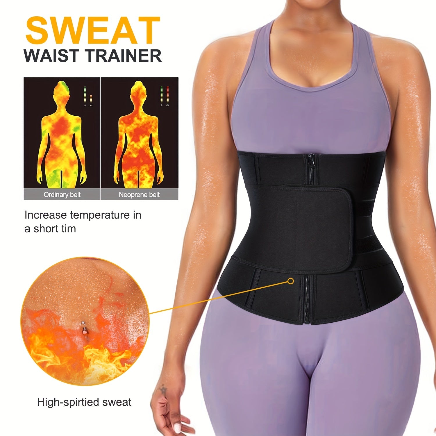Zipper Waist Trainer Corset Belt Workout Waist Cincher Shapewear