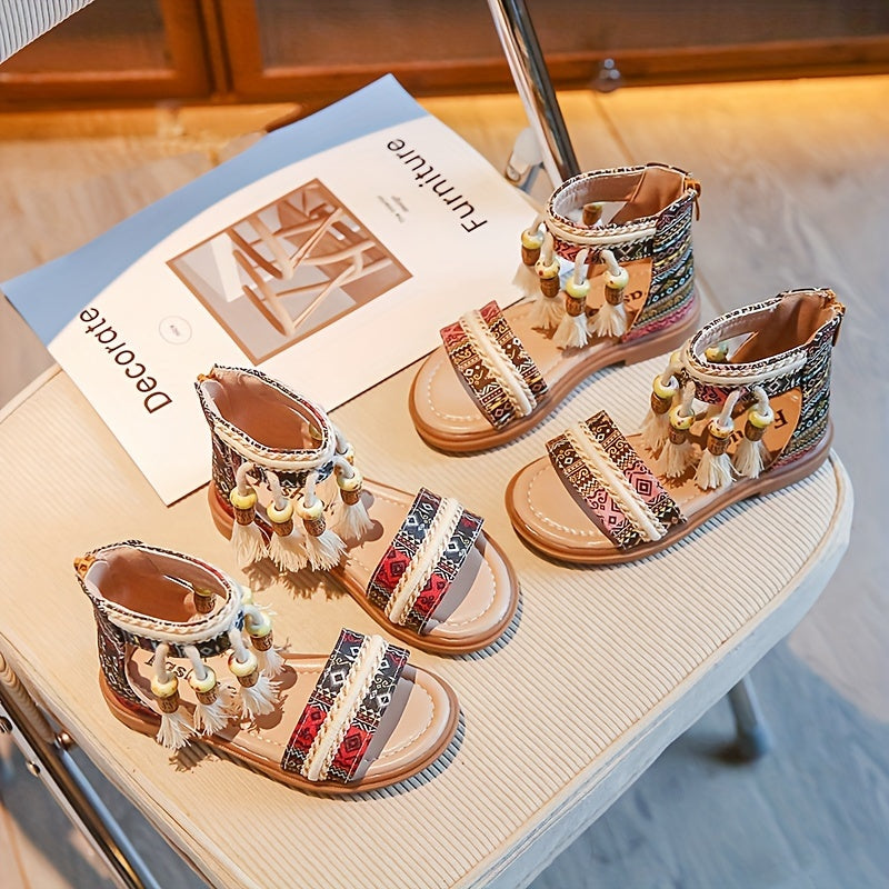 Bohemian Open-Toed Sandals For Girls Lightweight Breathable Sandals