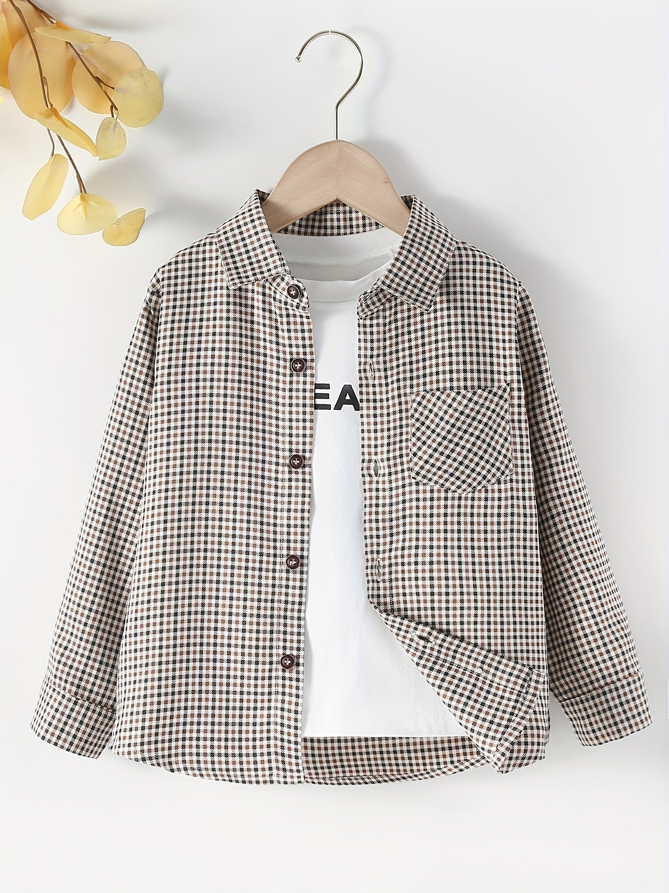 Boys Long Sleeve Plaid Shirt Casual Cotton Spring Autumn