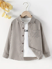 Boys Long Sleeve Plaid Shirt Casual Cotton Spring Autumn