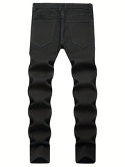 Slim Fit Ripped Jeans Men's Casual Street Style Medium Stretch Denim Pants
