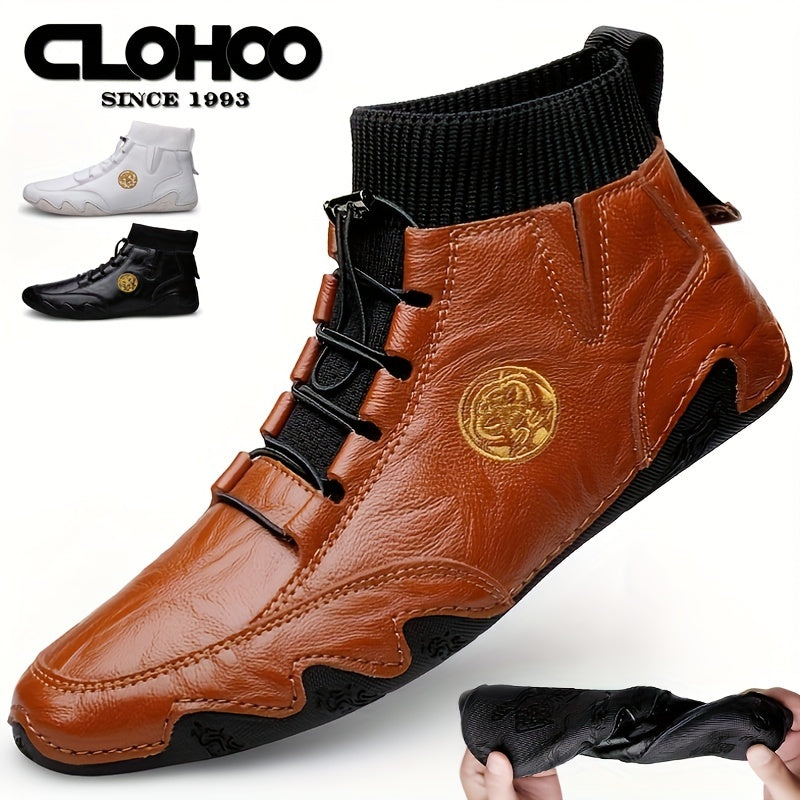 CLOHOO Men's Light Brown Casual Boots for Daily Wear