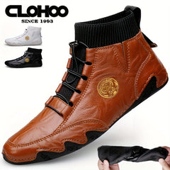 CLOHOO Men's Light Brown Casual Boots for Daily Wear