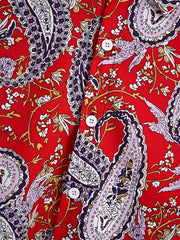 Paisley Pattern Men's Red Shirt Long Sleeve Autumn Wear