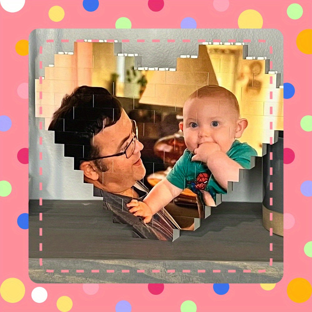 Custom Heart Shaped Photo Block Puzzle for Him Her