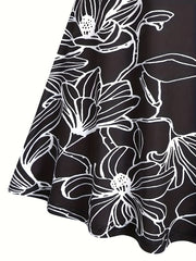 Floral Print Criss Cross Round Neck Tank Top Plus Size
