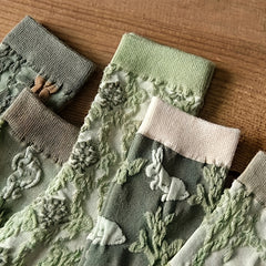 5 Pairs Women's Floral Print Socks Stockings