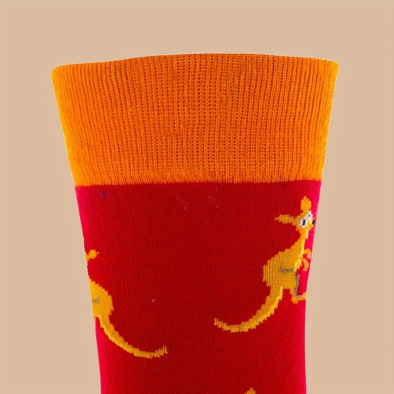 Men's Cartoon Pattern Crew Socks Cotton Blend Casual Unisex Socks