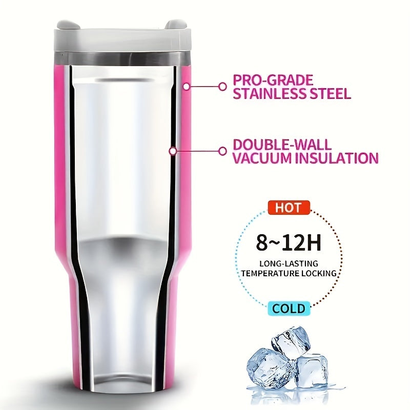 40oz Insulated Tumbler With Handle And Straw Cover Stainless Steel Cup