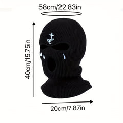 Embroidered Knitted Ski Mask Winter Balaclava 3 Hole Knitted Ski Neck Warmer