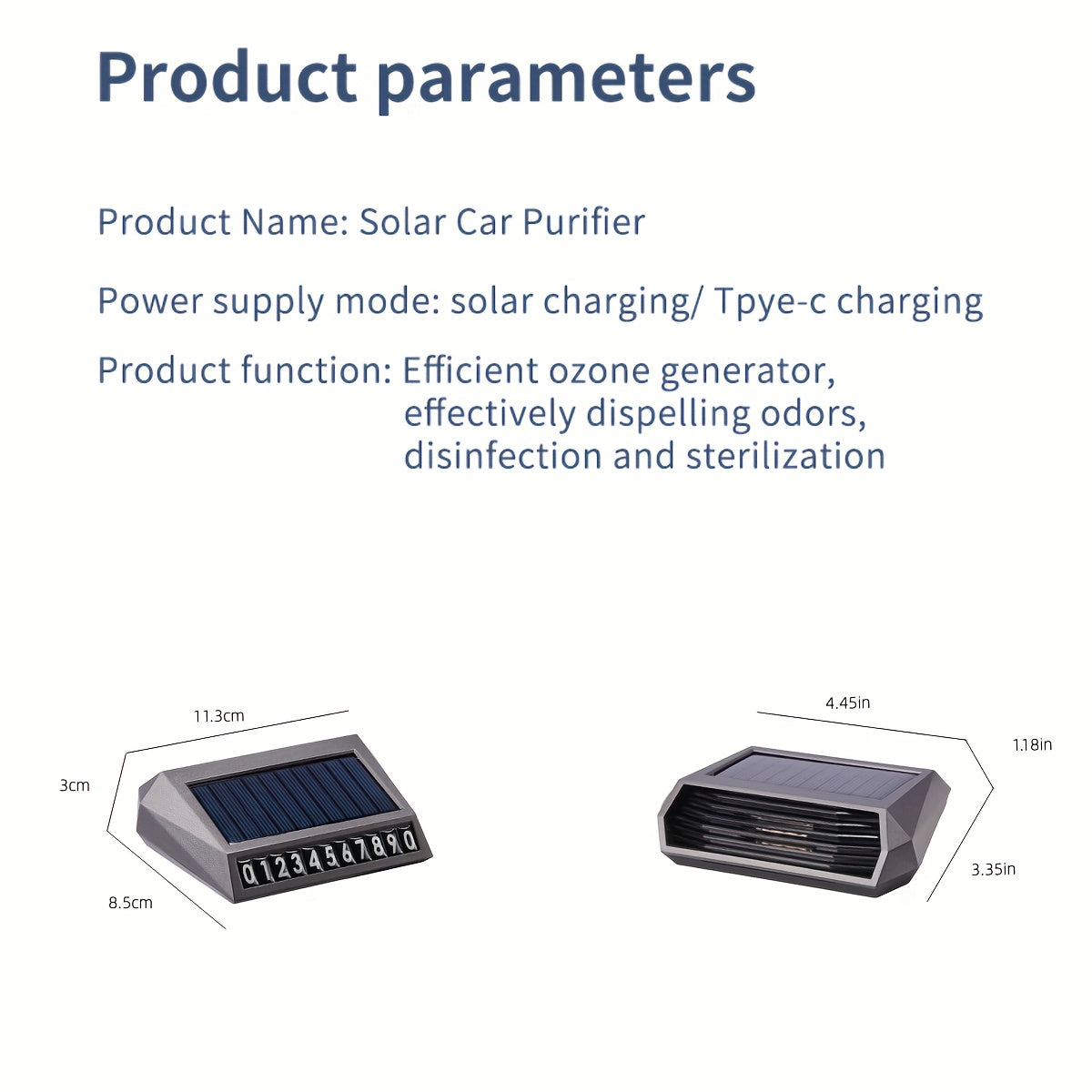 Solar Car Air Purifier Eliminates Odor Nightlight