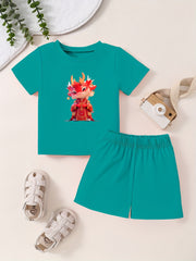 Toddler Cotton Cartoon Set Short Sleeve T shirt & Shorts