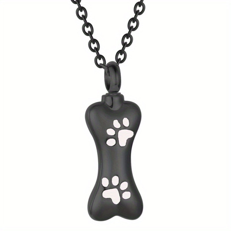 Stainless Steel Paw Bone Pendant Cremation Urn Necklace