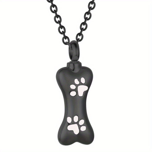 Stainless Steel Paw Bone Pendant Cremation Urn Necklace