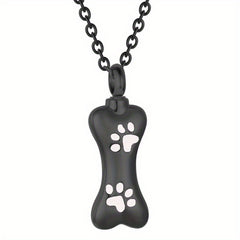 Stainless Steel Paw Bone Pendant Cremation Urn Necklace
