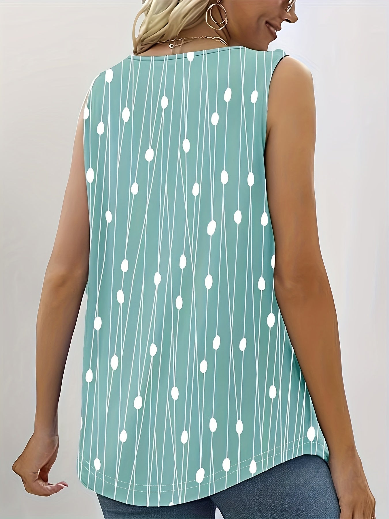 Polka Dot Square Neck Tank Top Sleeveless Summer Top