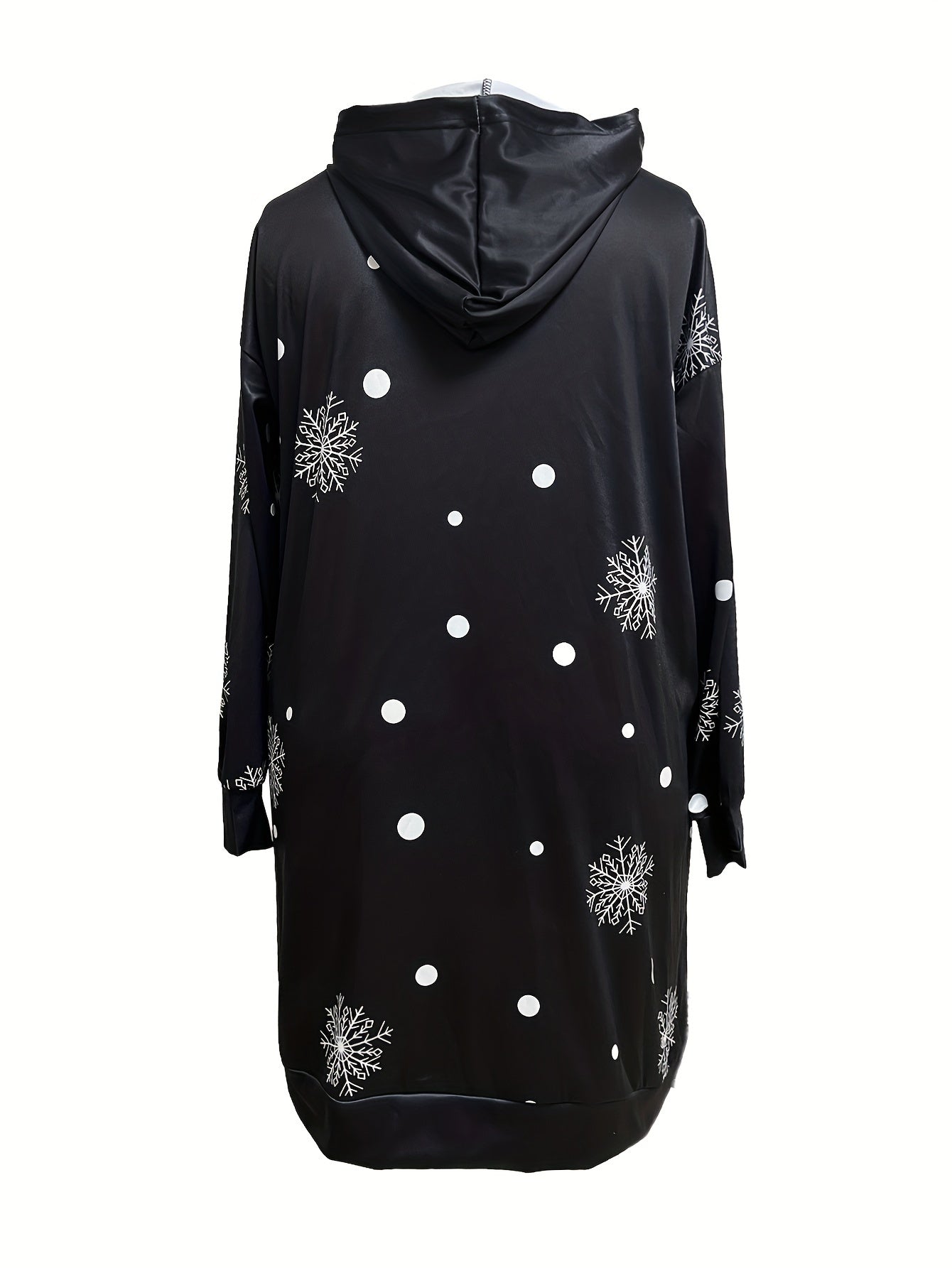 Christmas Dress Women's Plus Santa Claus & Snowflake Print