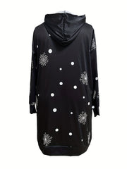Christmas Dress Women's Plus Santa Claus & Snowflake Print