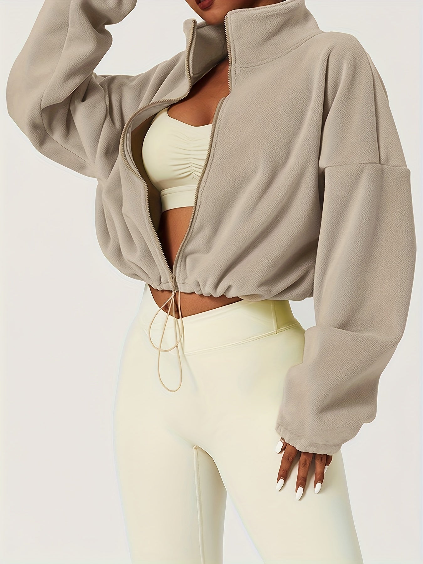 Fleece Warm Zipper Jacket Stand Collar Casual Sports Jacket