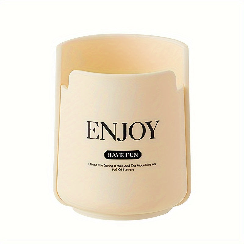 Cream Pen Holder Desktop Storage Bin Stationery Organizer