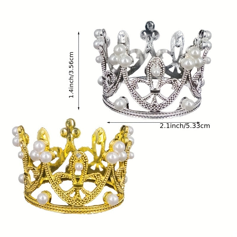 5pcs Crown Cake Decoration Ornament Party Queen Crown Wedding Pearl Crown