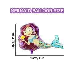 1pc Purple Mermaid Mylar Balloons for Under The Sea Party