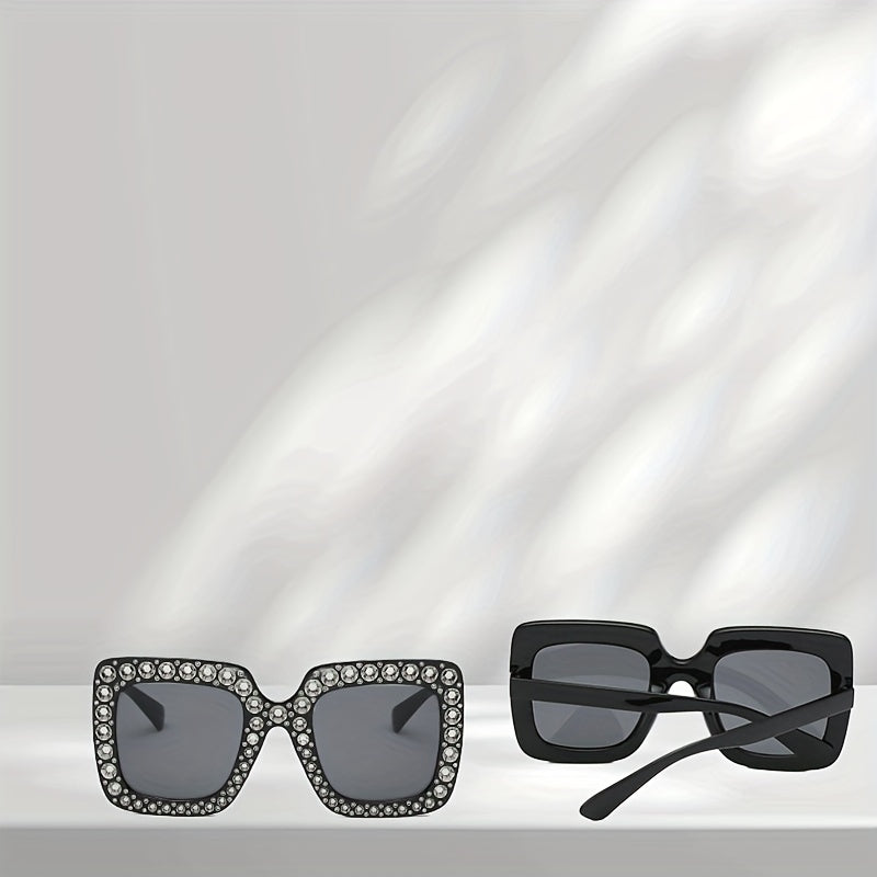 Men's Rhinestone Large Frame Sunglasses for Street Photography