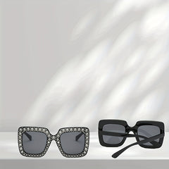 Men's Rhinestone Large Frame Sunglasses for Street Photography