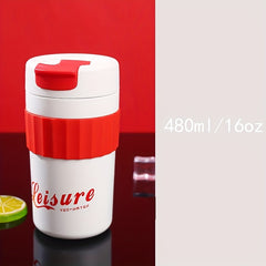 Portable 16oz Double Layers Stainless Steel Coffee Cup