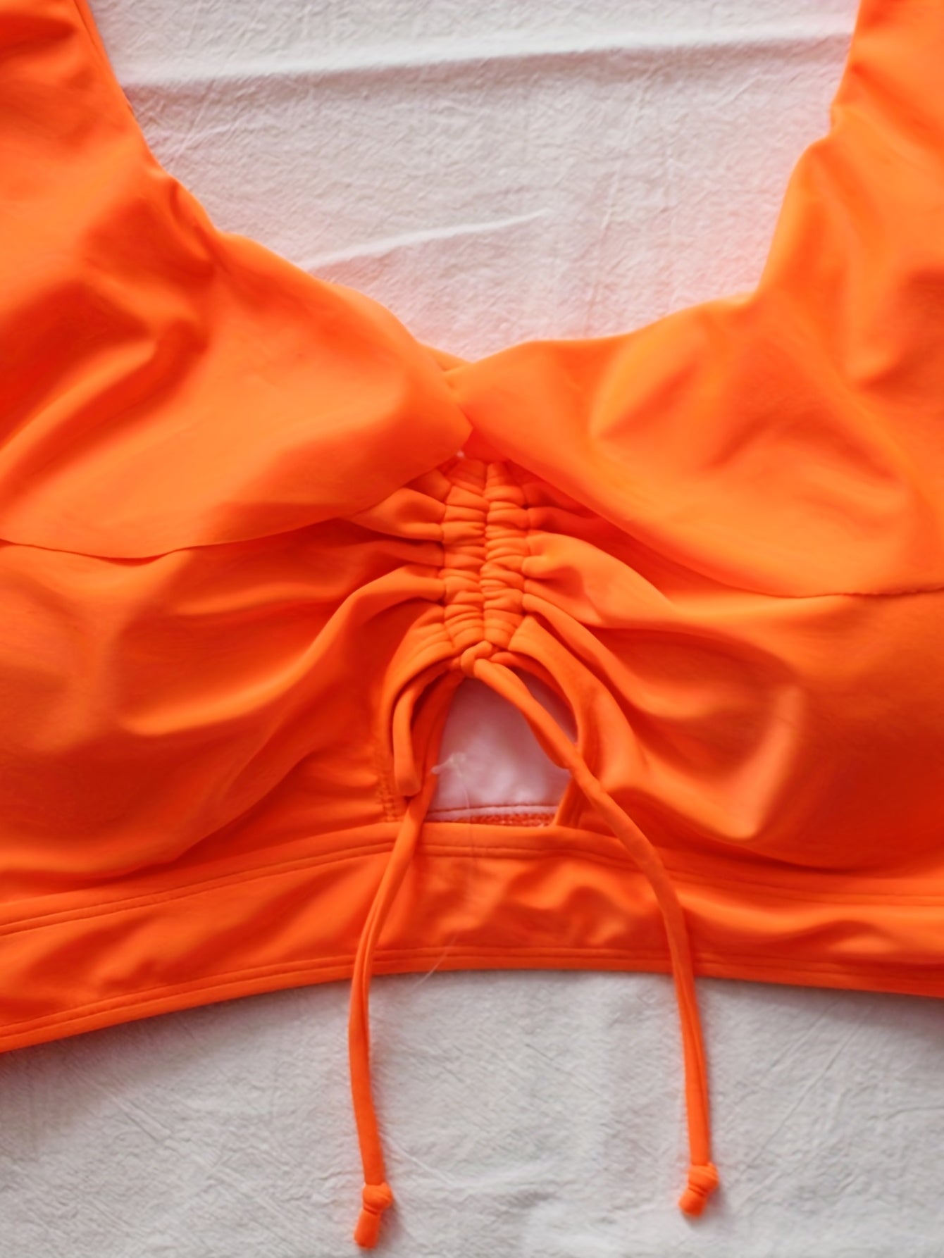 Colorblock Drawstring Bikini Set Plus Size