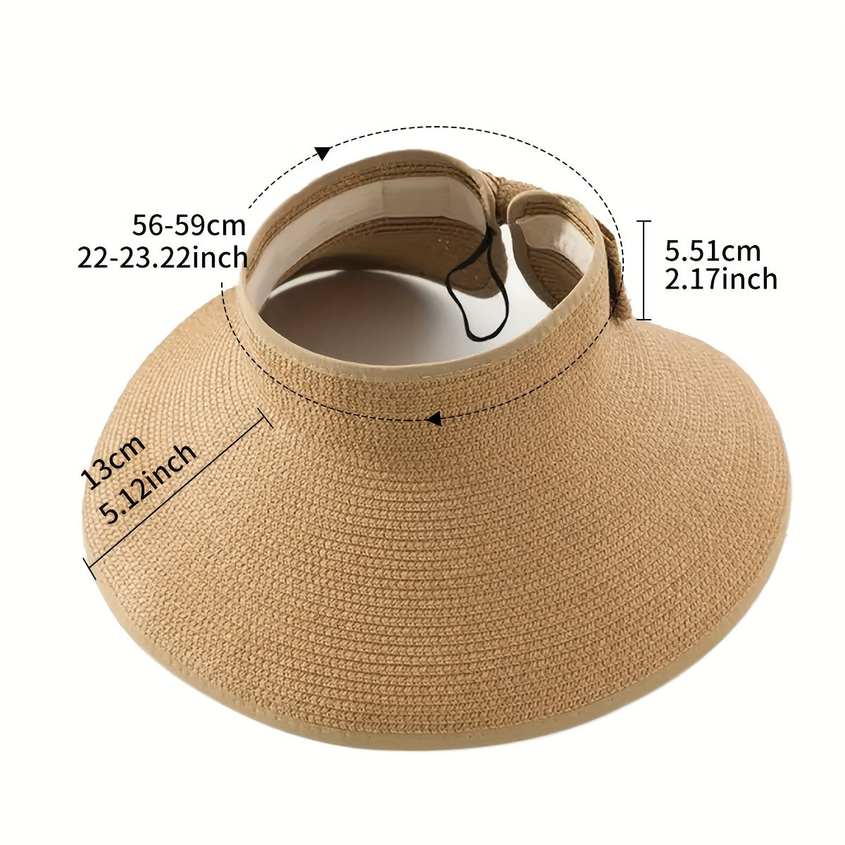 Foldable Straw Visor Hat with Bowknot Wide Brim for Women