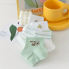 Avocado Print Socks Women's Short Stockings 5 Pairs Soft & Comfy