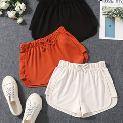 3pcs Girls High Waist Bow Sport Shorts for Kids