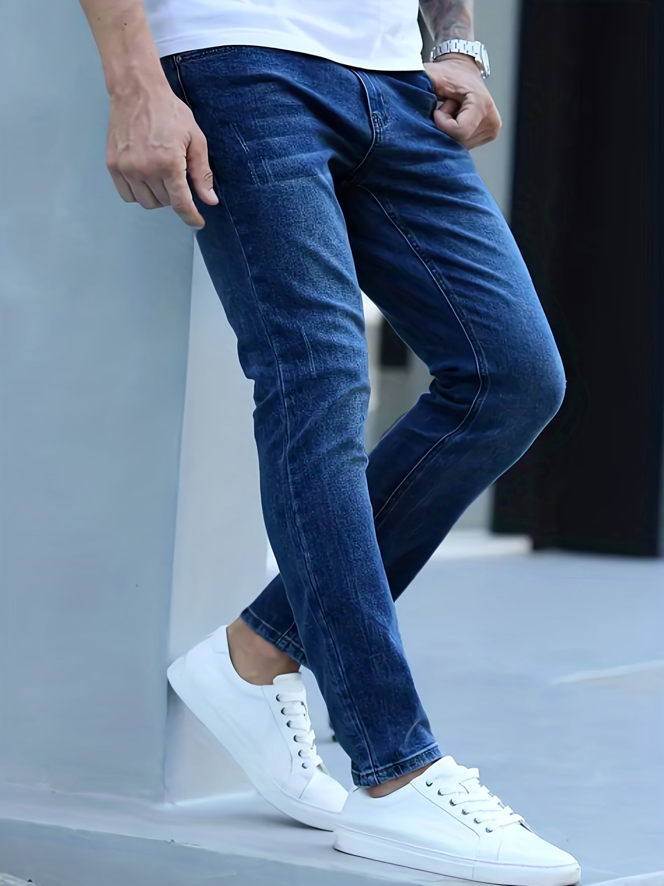 Men's Slim Fit High Stretch Jeans - Distressed Denim Pants