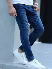 Men's Slim Fit High Stretch Jeans - Distressed Denim Pants