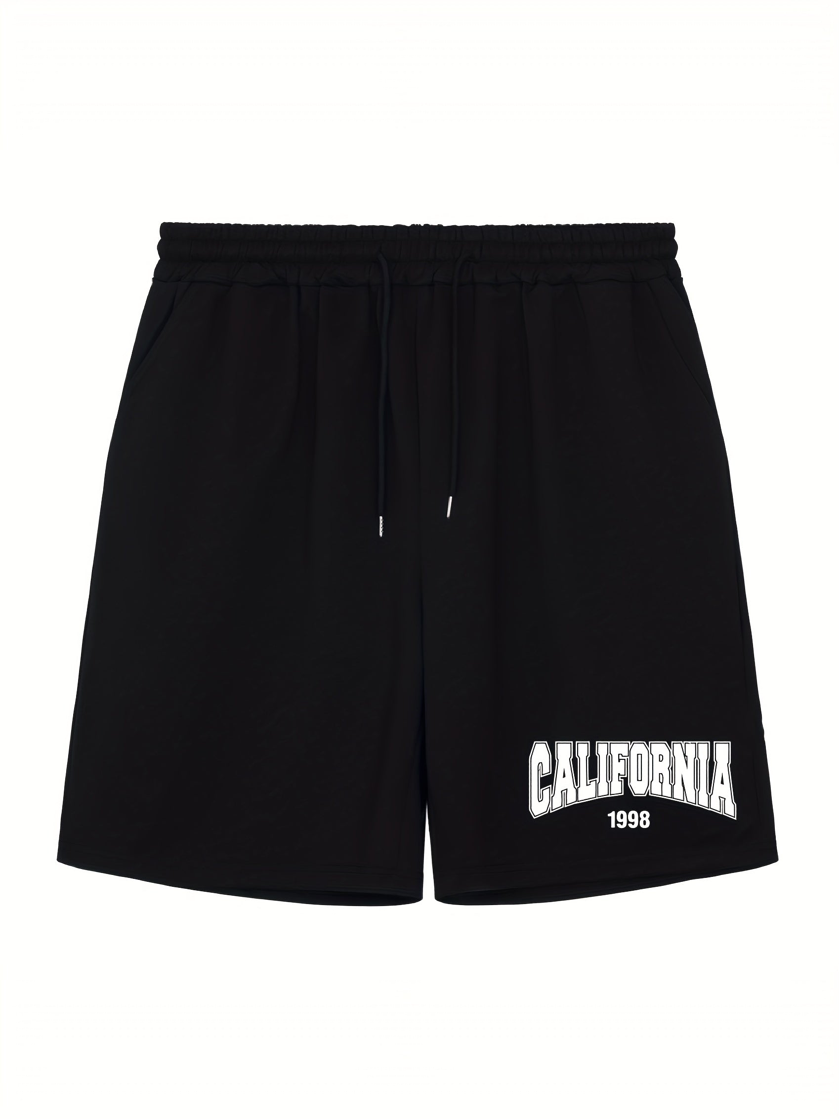 Men's California Print Workout Shorts Active Stretch Breathable Drawstr