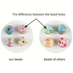 100PCS Bracelet Craft Beads Round Bulk Printing Loose Beads DIY Jewelry Making