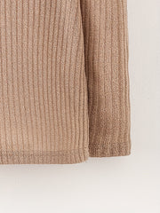 Girls Knit Sweater High Shoulder Long Sleeve Top
