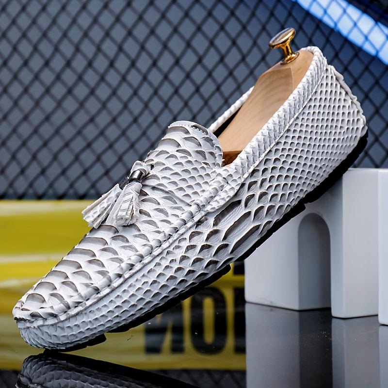 Men's Fish Scale Tassel Loafer Shoes Moccasins Non-slip Slip On Shoes