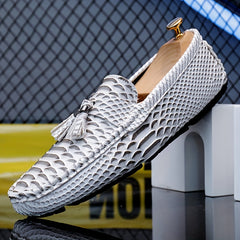 Men's Fish Scale Tassel Loafer Shoes Moccasins Non-slip Slip On Shoes