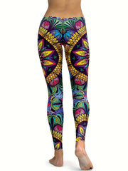 Flower Print Leggings for Yoga Running Fitness