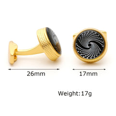 Round Golden Men's Dress Shirt Cufflinks
