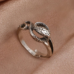 Punk Style Vintage Snake Pattern Zinc Alloy Adjustable Cuff Ring