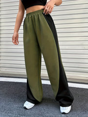 Colorblock Elastic High Waist Stretch Pants