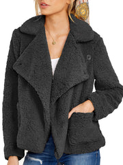 Women's Faux Fur Oversized Waterfall Collar Coat Casual Fuzzy Jacket