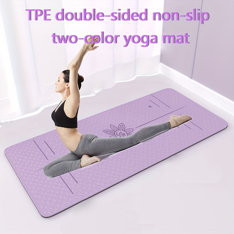 Non-slip Soft Fitness Mat for Yoga with Body Guide Line
