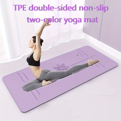 Non-slip Soft Fitness Mat for Yoga with Body Guide Line